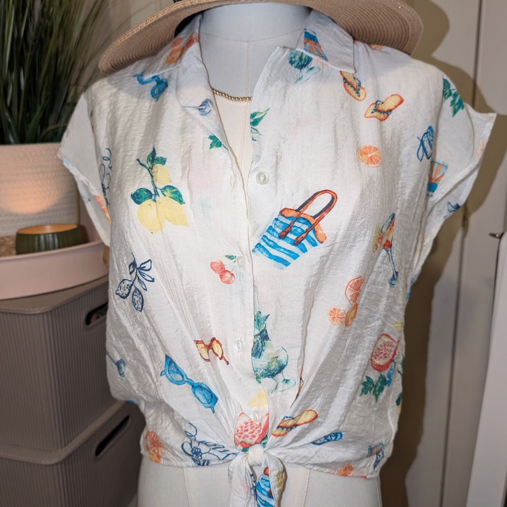 🍋🌿🍸🫒Amalfi Coast Italian Vacay Vibes Blouse
